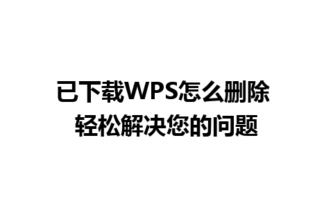 已下载WPS怎么删除 轻松解决您的问题