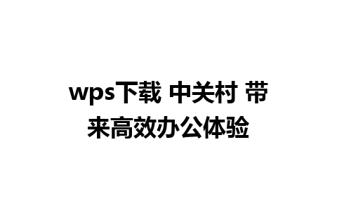 wps下载 中关村 带来高效办公体验