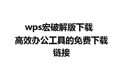 wps宏破解版下载  高效办公工具的免费下载链接