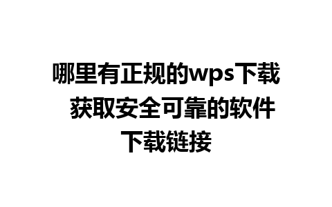 哪里有正规的wps下载  获取安全可靠的软件下载链接