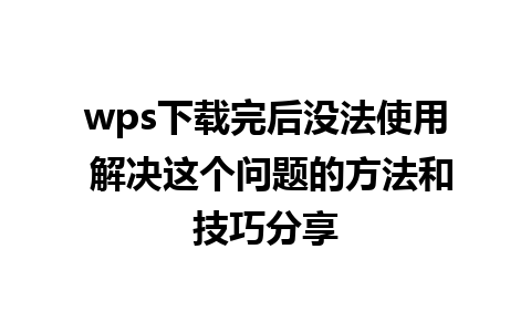 wps下载完后没法使用 解决这个问题的方法和技巧分享