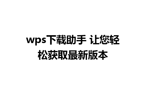 wps下载助手 让您轻松获取最新版本