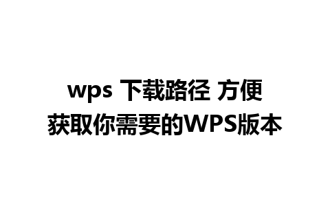 wps 下载路径 方便获取你需要的WPS版本