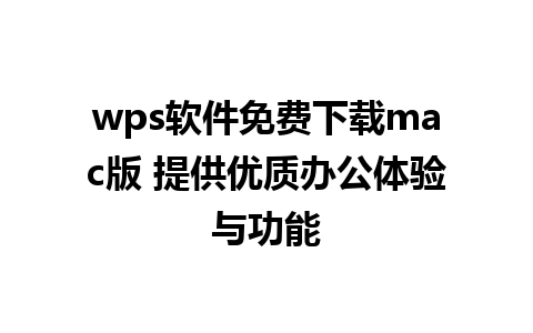 wps软件免费下载mac版 提供优质办公体验与功能