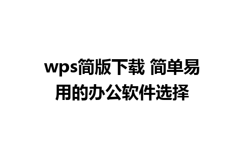 wps简版下载 简单易用的办公软件选择