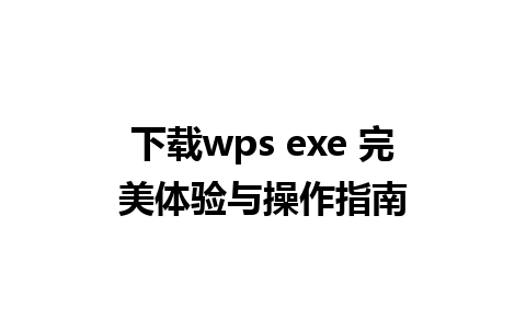 下载wps exe 完美体验与操作指南