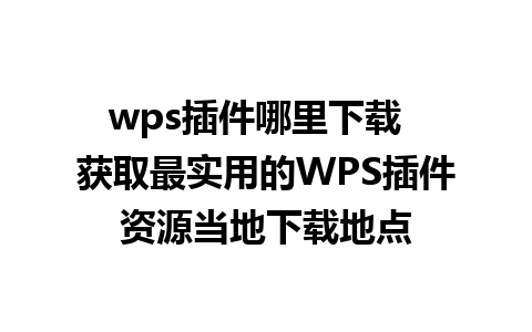 wps插件哪里下载  获取最实用的WPS插件资源当地下载地点