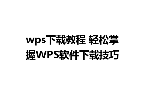 wps下载教程 轻松掌握WPS软件下载技巧