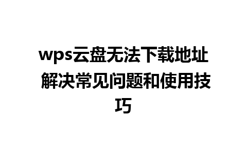 wps云盘无法下载地址 解决常见问题和使用技巧