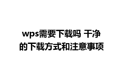 wps需要下载吗 干净的下载方式和注意事项