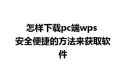 怎样下载pc端wps 安全便捷的方法来获取软件