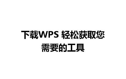 下载WPS 轻松获取您需要的工具