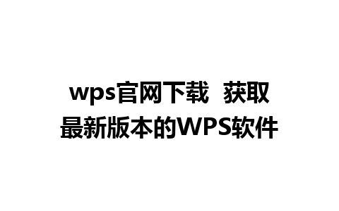 wps官网下载  获取最新版本的WPS软件