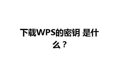 下载WPS的密钥 是什么？