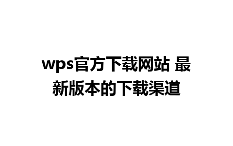 wps官方下载网站 最新版本的下载渠道