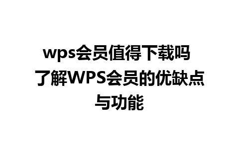 wps会员值得下载吗 了解WPS会员的优缺点与功能