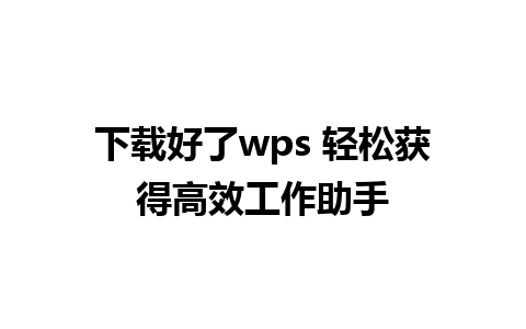 下载好了wps 轻松获得高效工作助手