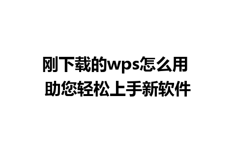 刚下载的wps怎么用 助您轻松上手新软件