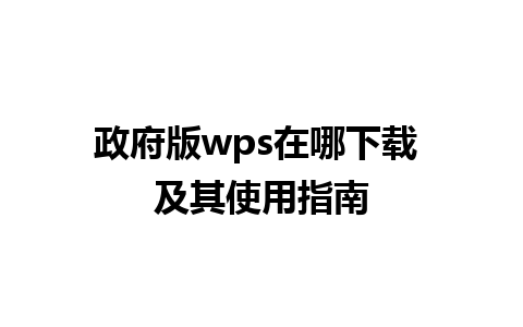 政府版wps在哪下载 及其使用指南