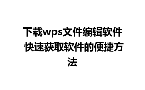 下载wps文件编辑软件 快速获取软件的便捷方法