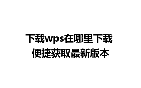 下载wps在哪里下载 便捷获取最新版本