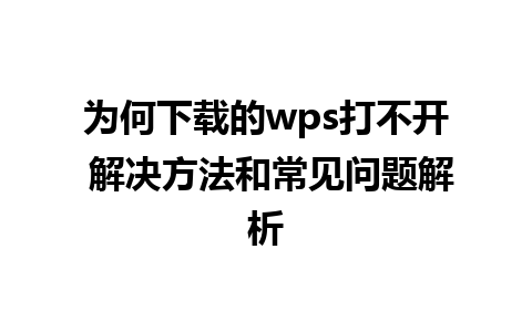 为何下载的wps打不开 解决方法和常见问题解析