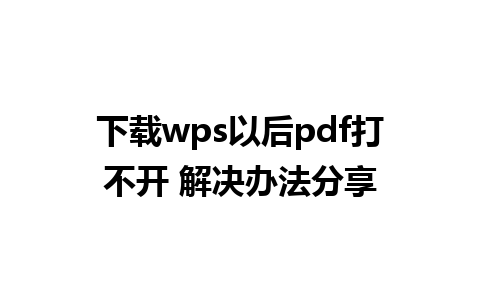 下载wps以后pdf打不开 解决办法分享