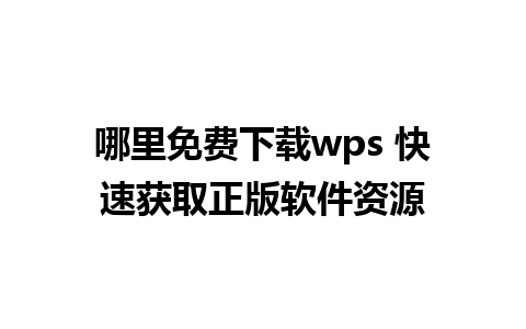 哪里免费下载wps 快速获取正版软件资源