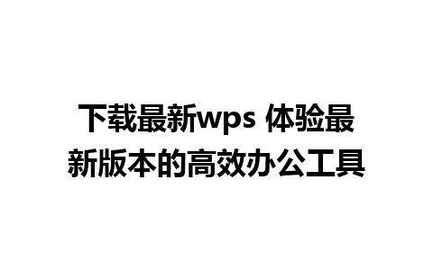 下载最新wps 体验最新版本的高效办公工具