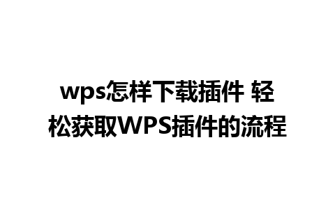 wps怎样下载插件 轻松获取WPS插件的流程