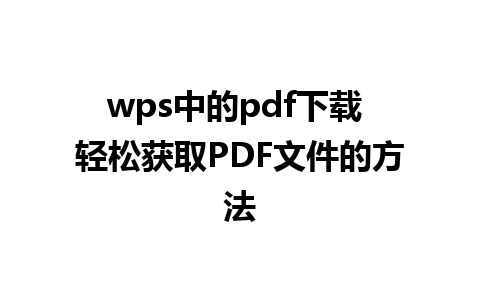 wps中的pdf下载 轻松获取PDF文件的方法