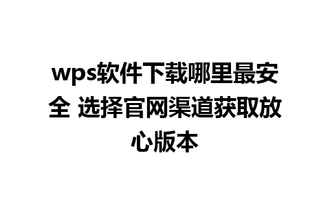 wps软件下载哪里最安全 选择官网渠道获取放心版本