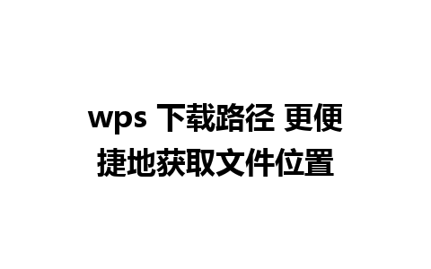 wps 下载路径 更便捷地获取文件位置