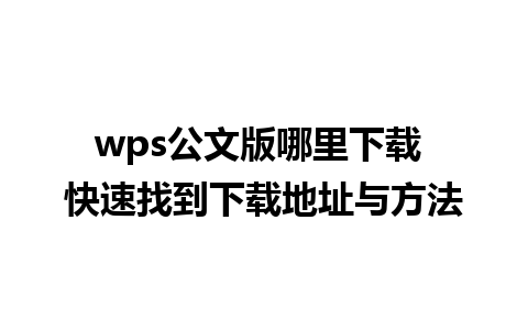 wps公文版哪里下载 快速找到下载地址与方法