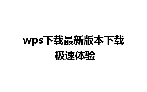 wps下载最新版本下载 极速体验