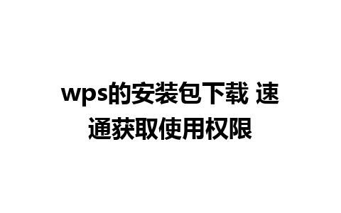 wps的安装包下载 速通获取使用权限