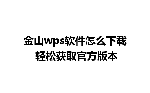 金山wps软件怎么下载 轻松获取官方版本