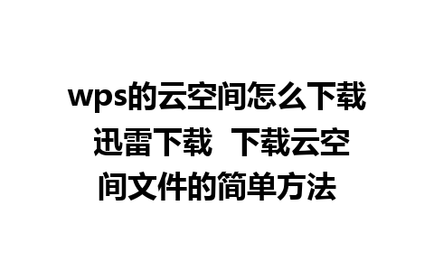 wps的云空间怎么下载 迅雷下载  下载云空间文件的简单方法