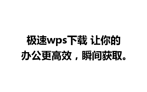 极速wps下载 让你的办公更高效，瞬间获取。