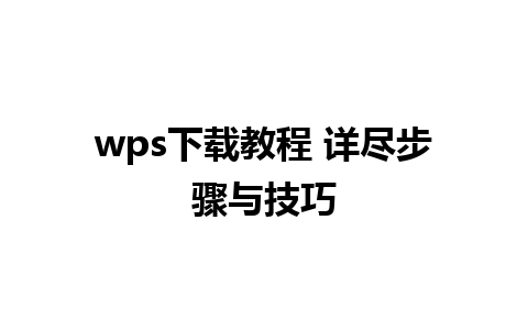 wps下载教程 详尽步骤与技巧