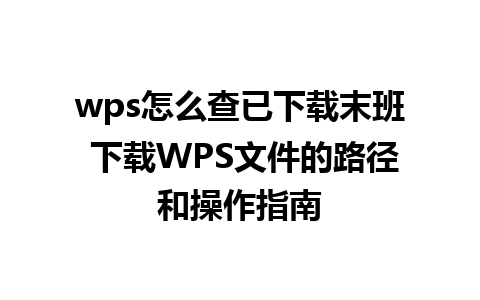 wps怎么查已下载末班 下载WPS文件的路径和操作指南