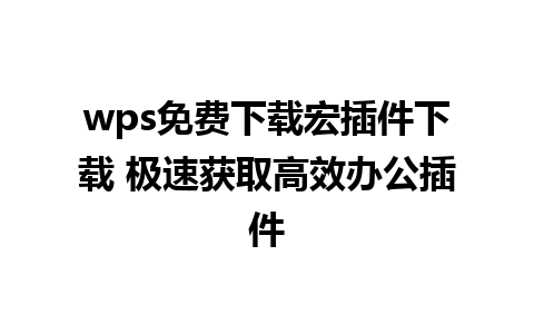 wps免费下载宏插件下载 极速获取高效办公插件