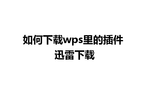 如何下载wps里的插件 迅雷下载