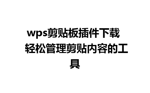 wps剪贴板插件下载  轻松管理剪贴内容的工具