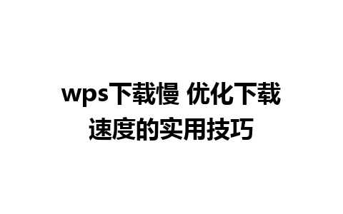 wps下载慢 优化下载速度的实用技巧