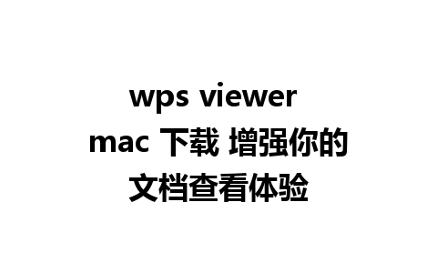 wps viewer mac 下载 增强你的文档查看体验