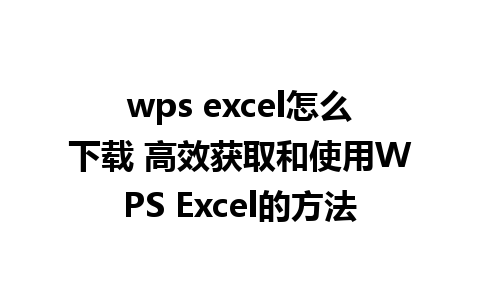 wps excel怎么下载 高效获取和使用WPS Excel的方法