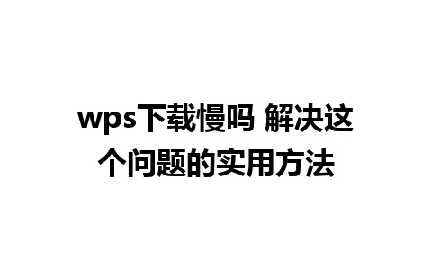 wps下载慢吗 解决这个问题的实用方法