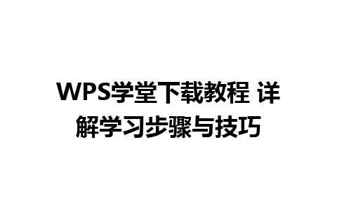 WPS学堂下载教程 详解学习步骤与技巧