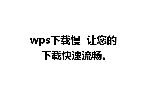 wps下载慢  让您的下载快速流畅。